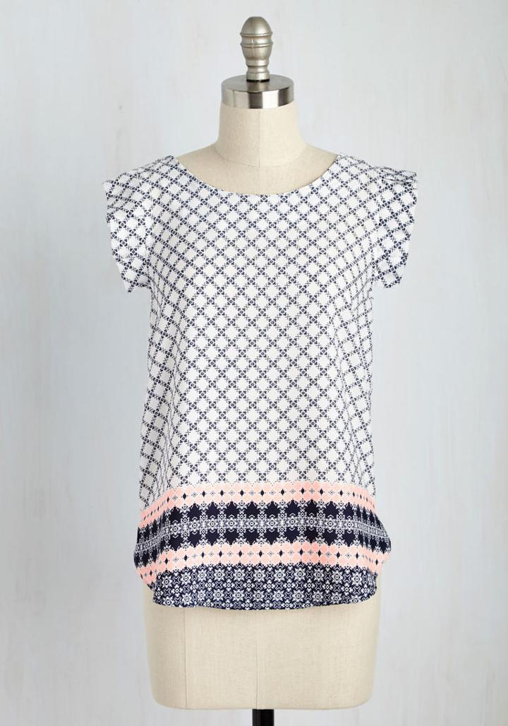  Take Charm Top In Navy Lattice In M