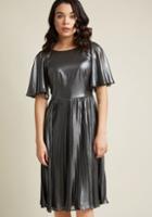 Adriannapapell Adrianna Papell Metallic Pleated Dress In 12