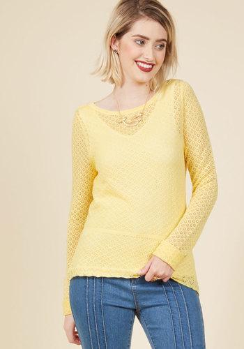 Sweetest Subtleties Long Sleeve Top In Sunshine In Xs