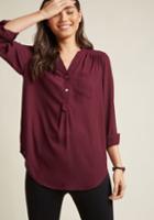 Modcloth Pam Breeze-ly Long Sleeve Tunic In Bordeaux In L