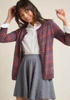Modcloth Striped Cardigan With Intarsia Detailing In 1x