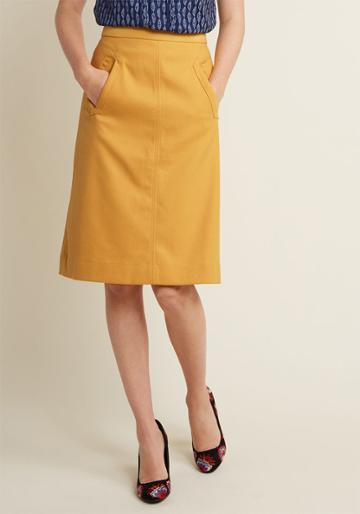 Pinkmartini Aptitude For Anthropology A-line Skirt In Mustard In Xl