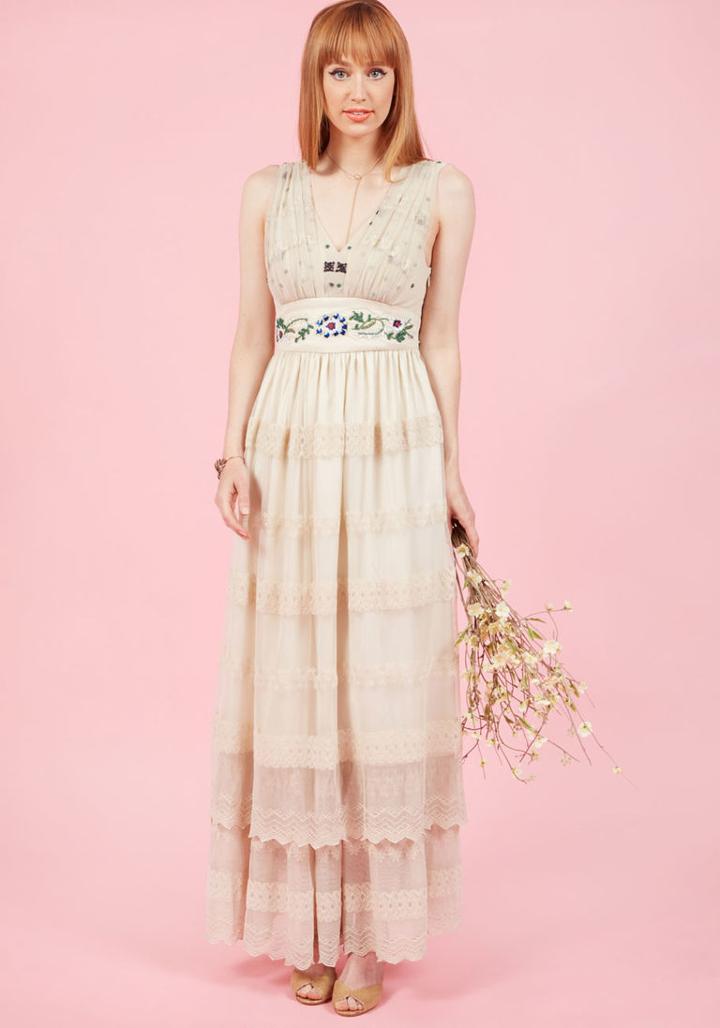 Modcloth Open Devotion Maxi Dress In Rich Ivory In S