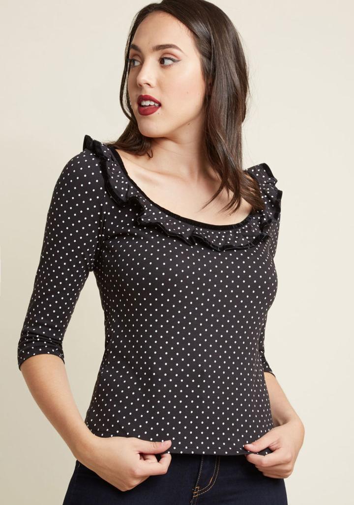 Hellbunny Hell Bunny Frill Me In Scoop Neck Top In 4x
