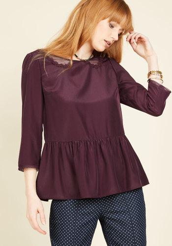  Sprightly Attire Ruffled Top In Plum In Xs