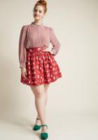 Modcloth Holiday Mini Skirt In Red Cats In L