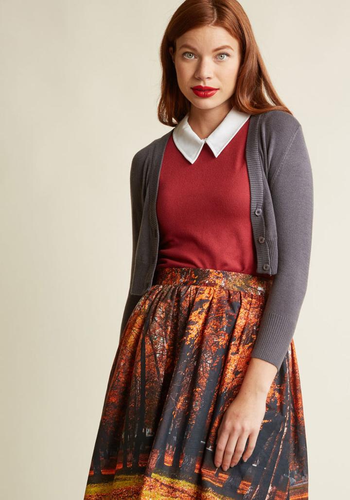 Modcloth The Dream Of The Crop Cardigan In Ash In 2x