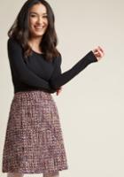 Modcloth Your Zest Self Long Sleeve Dress In Tweed In S