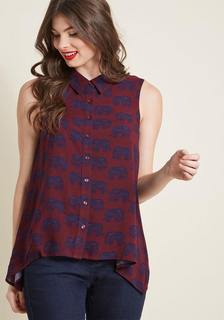 Modcloth Supported Scientist Sleeveless Top In Elephants In 2x