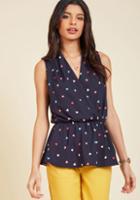 Modcloth Great Gal In The Corner Office Sleeveless Top In Hearts