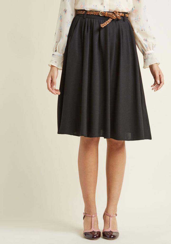 Modcloth Breathtaking Tiger Lilies Midi Skirt In Black In Xl
