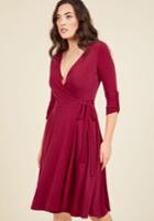  Say Yes To Timeless Wrap Dress In Maroon In Xxs