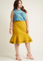Modcloth Tiered Ruffle Pencil Skirt In Marigold In S