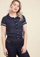 Modcloth Darling In Dots Button-up Top In Navy