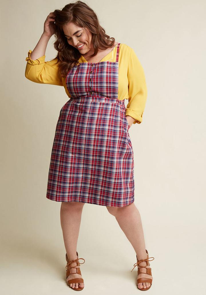 Modcloth Penchant For Pockets Plaid Jumper In 1x