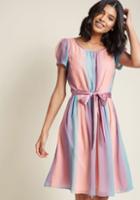 Modcloth Chiffon A-line Dress With Short Sleeves In M