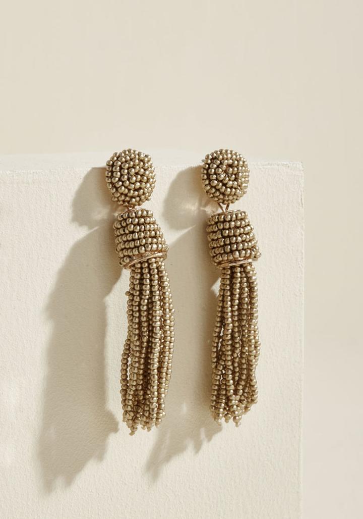 Modcloth Classy Tassels Earrings In Gold