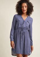 Modcloth A Way With Woods Long Sleeve Dress In Blue Medallions In S