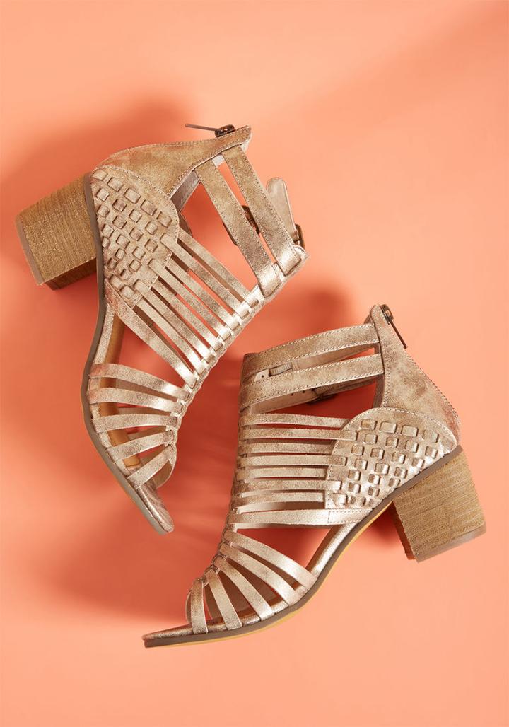 Modcloth Strutting On Sunshine Block Heel In 7.5