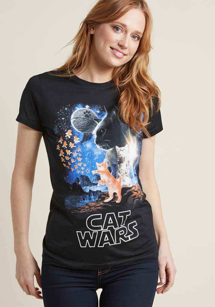 Modcloth I Feel The Purrs T-shirt In S