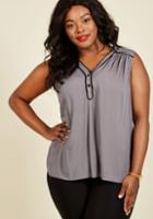 Modcloth Cafe Au Soleil Sleeveless Top In Charcoal