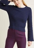Modcloth Snuggly Statement Bell Sleeve Sweater In Navy In 1x
