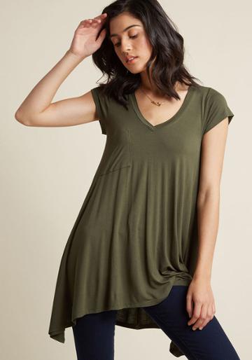 Modcloth A Crush On Casual Tunic In Olive In Xs