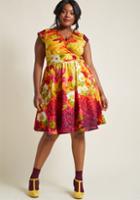 Retrolicious Fab Flourish Cotton Midi Dress In M