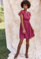 Modcloth Surplice A-line Dress With Flutter Sleeves In Jam In 2x
