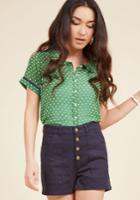 Darling In Dots Button-up Top In Clover In Xxs