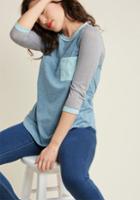 Modcloth Lost And Lounge Baseball Tee In Blue In Xs