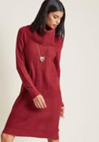 Modcloth Sweater Dress With Cowl Neck In Cranberry In 4x
