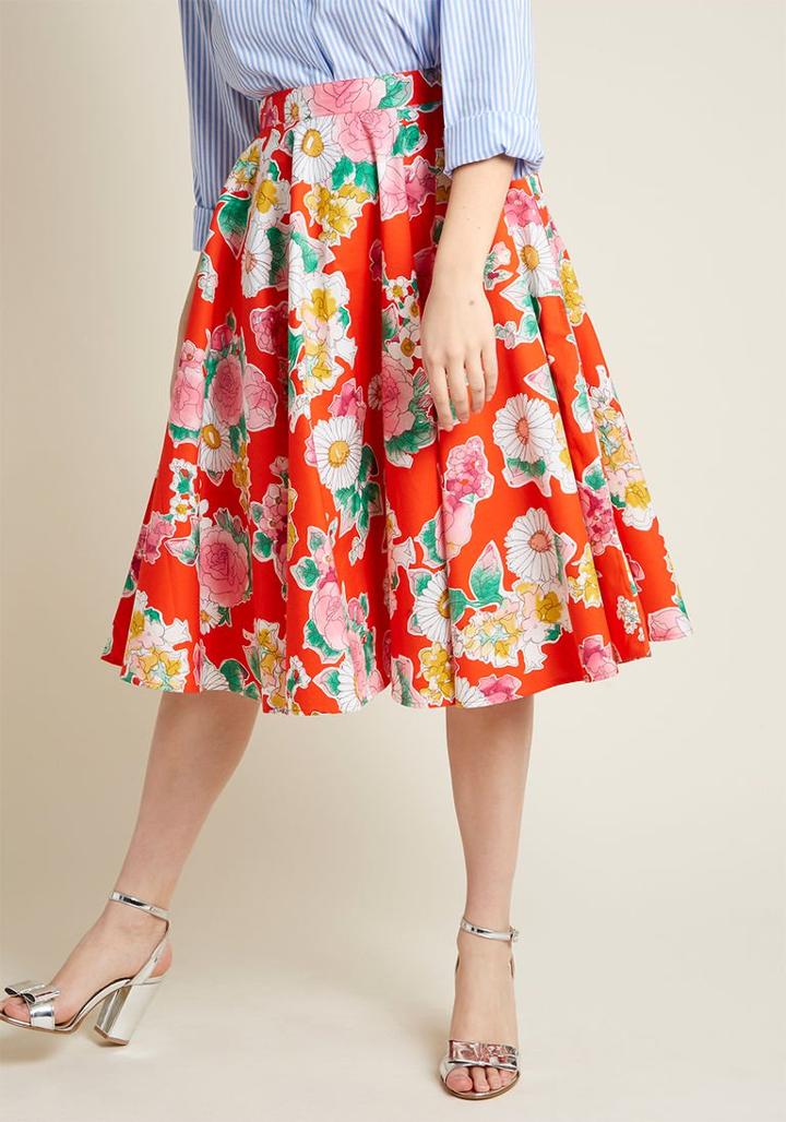 Hellbunny Hell Bunny Nostalgic Awe A-line Skirt In Illustrated Floral In M