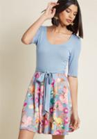 Modcloth In The Very Near Twofer Floral Dress In Sky Blue In S
