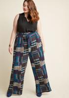 Modcloth Pocketed Wide-leg Pants In Plaid Patchwork In 3x