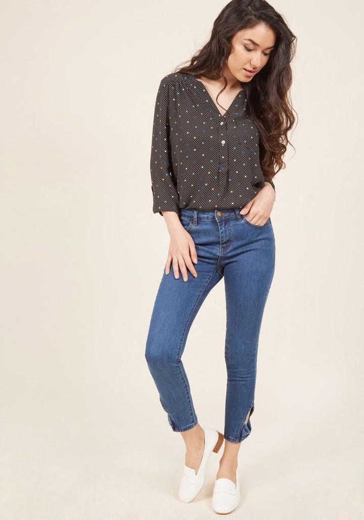 Modcloth Pam Breeze-ly Long Sleeve Tunic In Confetti In 4x
