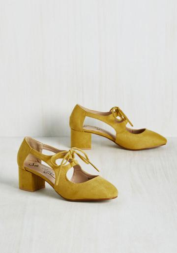 Modcloth New Orleans Lease On Life Block Heel In Curry In 11