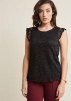 Modcloth Lace Top With Cap Sleeves In Black In Xs