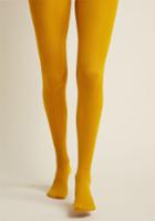 Modcloth Cable For Discussion Tights In Mustard
