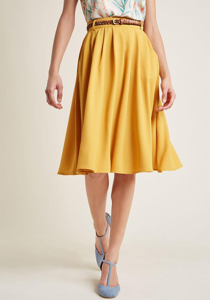 Modcloth Breathtaking Tiger Lilies Midi Skirt In Goldenrod In 2x