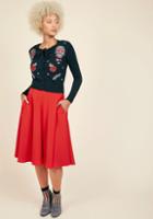 Modcloth Just This Sway Midi Skirt In Tomato