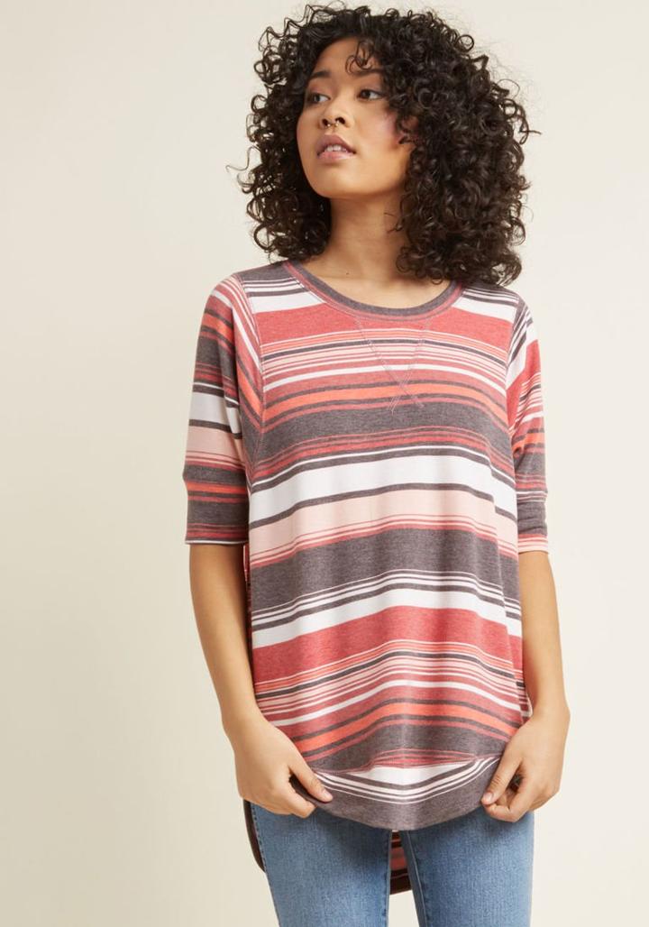 Modcloth Best Of Botanical Knit Top In Sweetheart Stripes In 1x