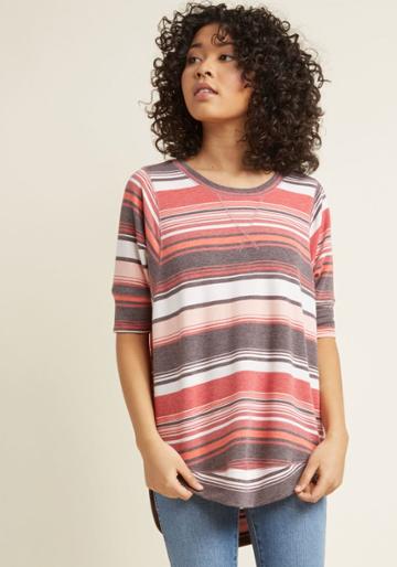 Modcloth Best Of Botanical Knit Top In Sweetheart Stripes In 1x