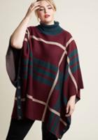 Modcloth Warm Plaid Poncho With Turtleneck In S/m
