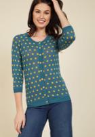  Dot In The Act Polka Dot Cardigan In Teal In 1x