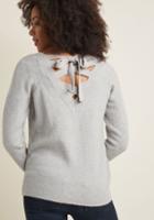 Modcloth V-neck Sweater With Lace-up Back In 1x