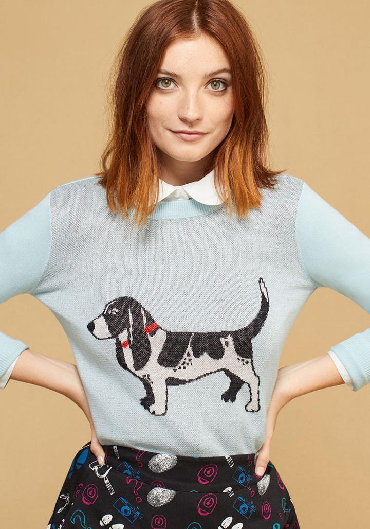 Modcloth Intarsia Hound Dog Sweater