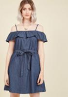 Modcloth A Fan Of Chambray Shift Dress In S