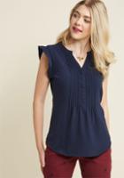 Modcloth Expert In Your Zeal Button-up Top In Navy In L