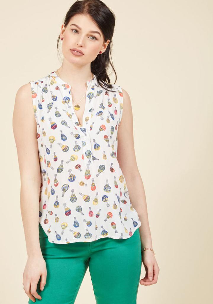 Modcloth Montgolfier For The Day Sleeveless Top